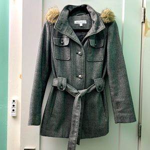 Liz Claiborne VGUC belted tweed outerwear coat